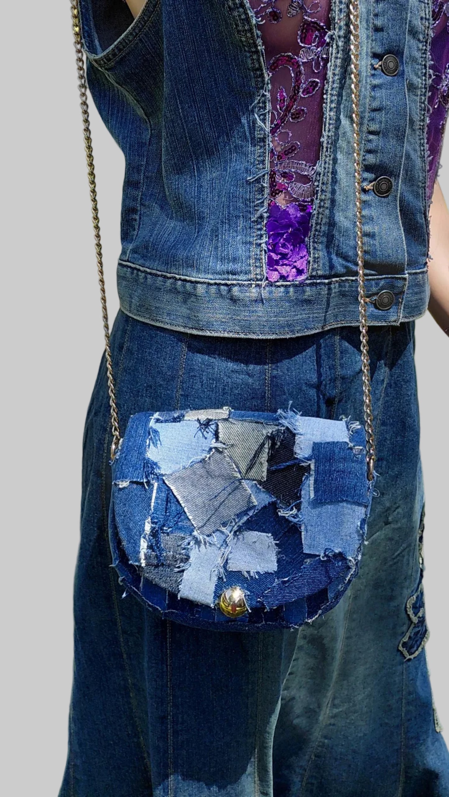 SMALL RUGGED PATCH DENIM PURSE