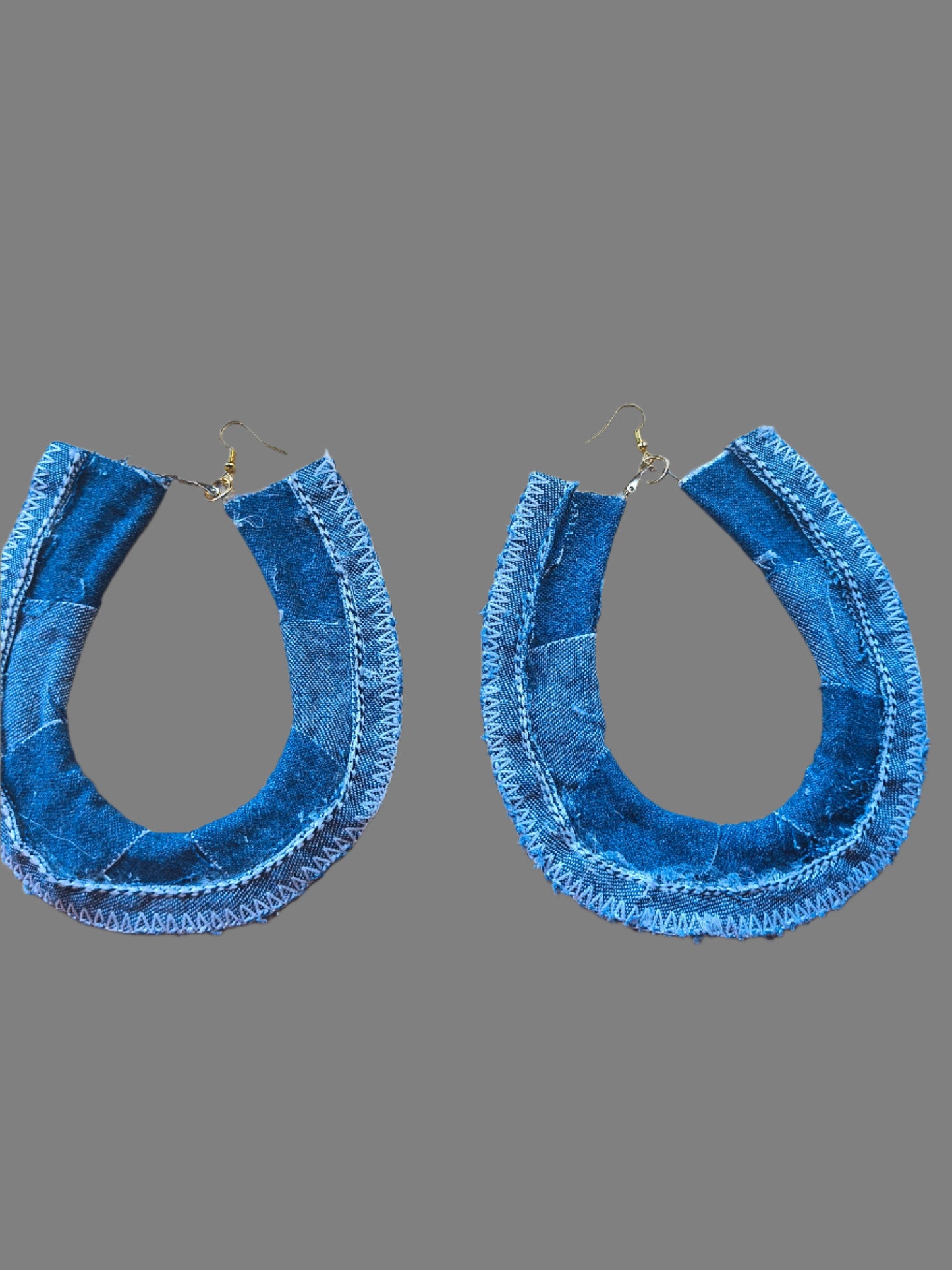 DENIM JEANS HOOP EARRINGS