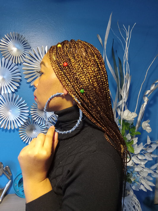 DENIM 4 INCH HOOP EARRINGS