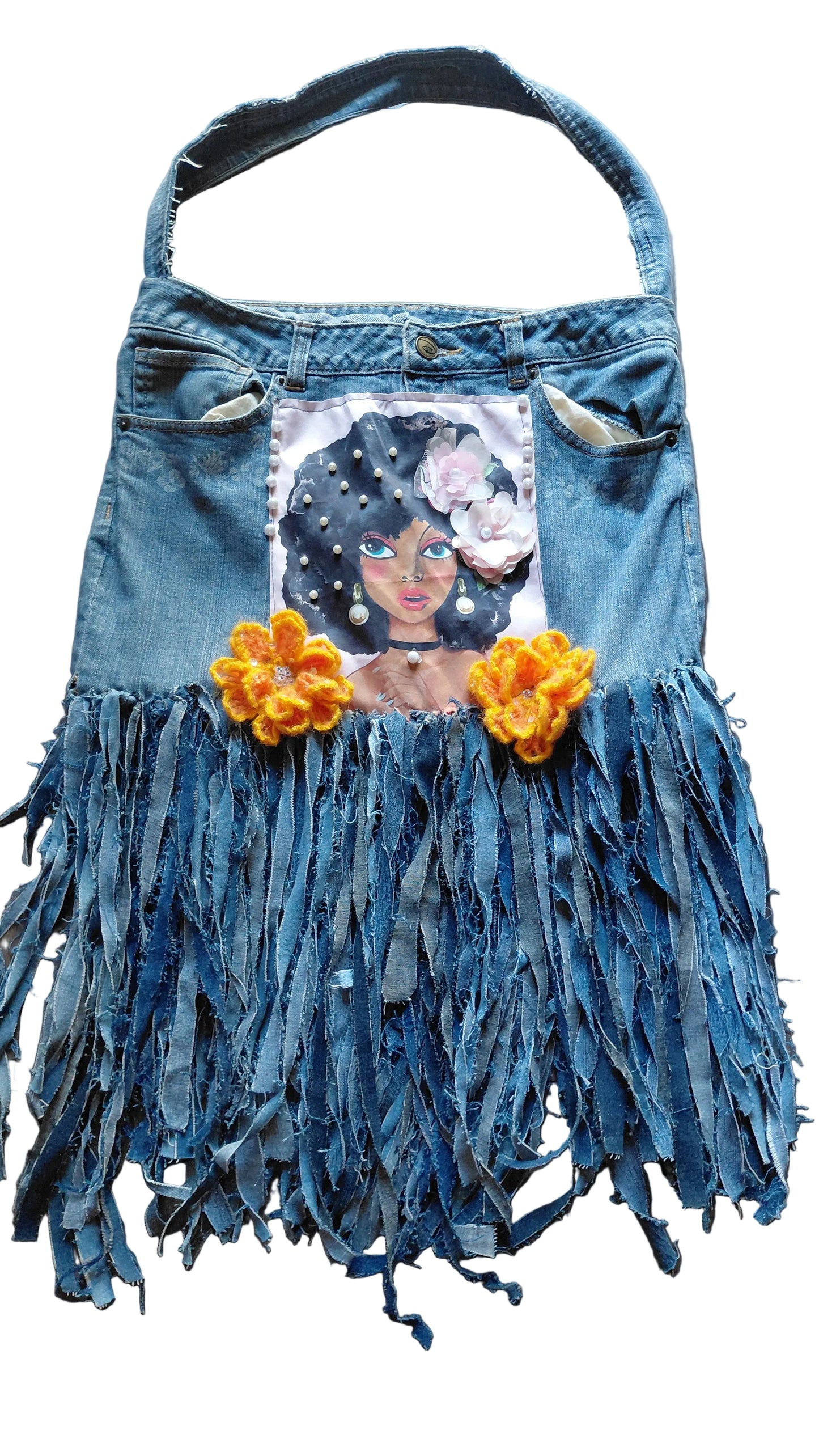 SHREDDED DENIM PURS