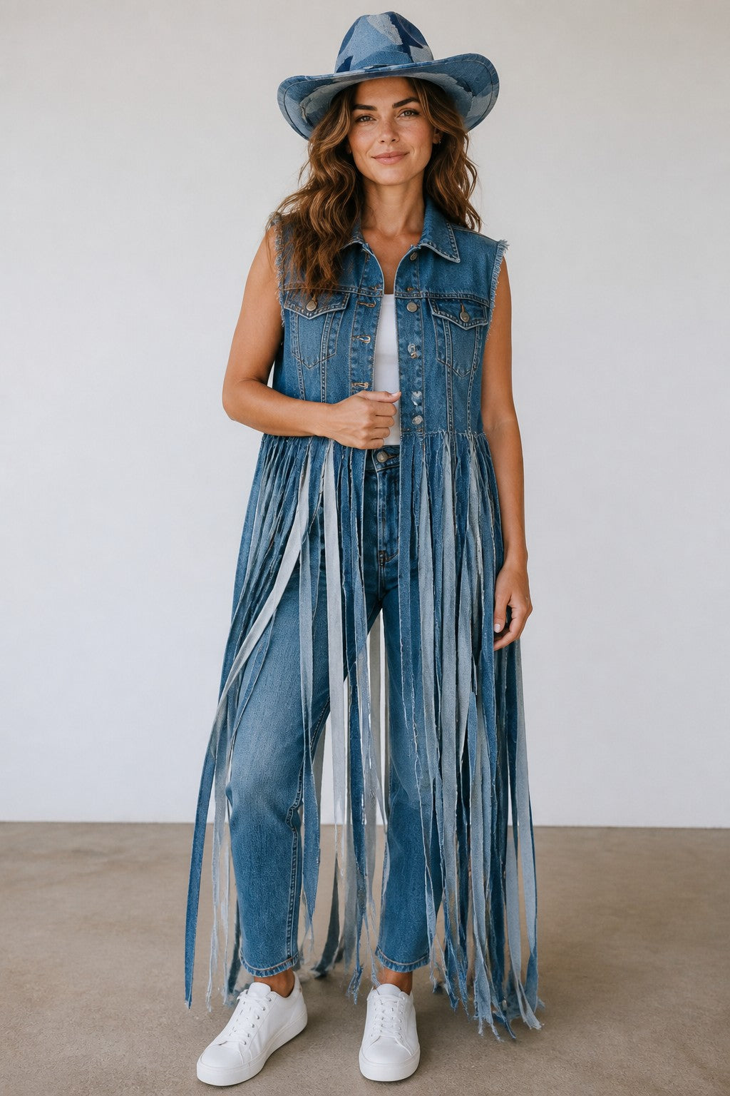 DENIM SHREDDED VEST