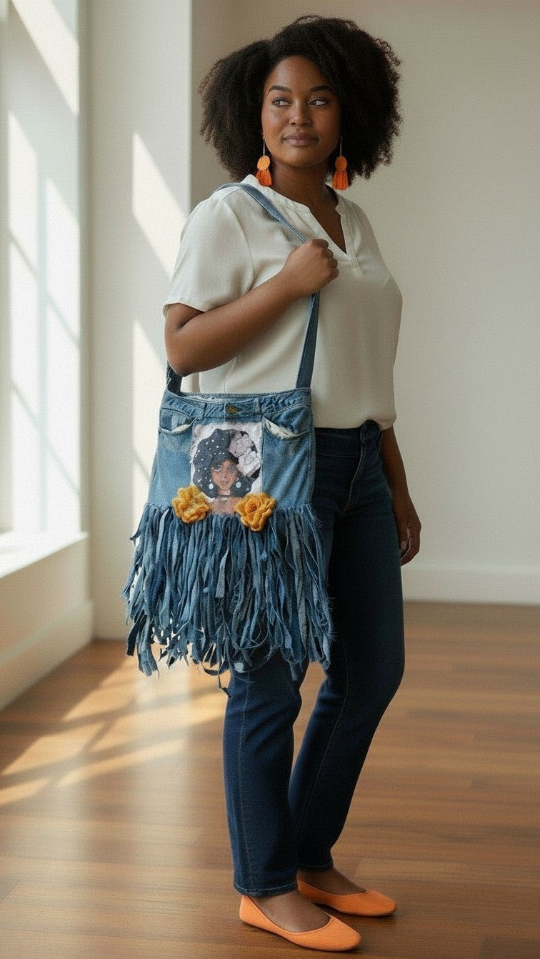 SHREDDED DENIM PURS