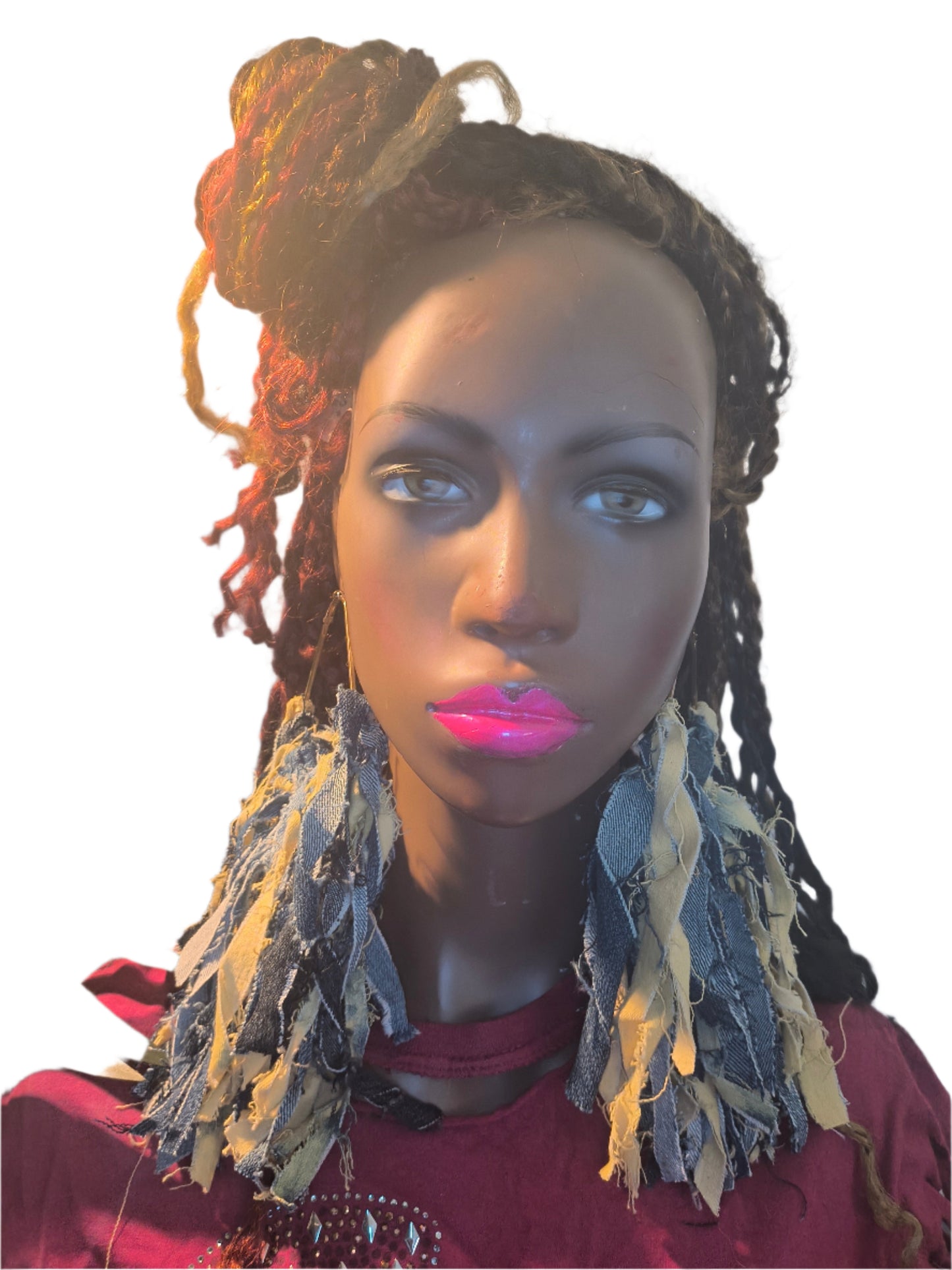 RUGGED SHREDDED DENIM EARRINGS