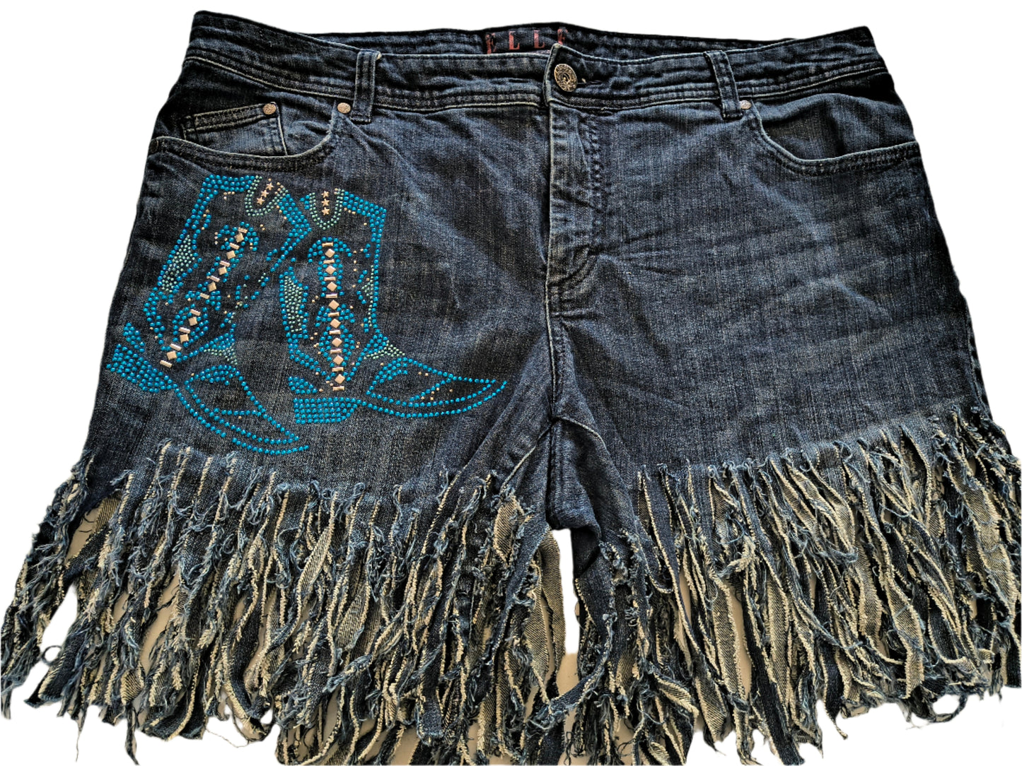 COWGIRL SHREDDED DENIM SHORTS PANTS