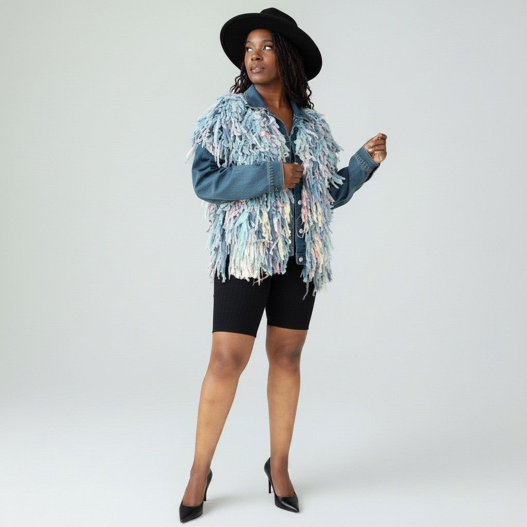 SHAGGY MULTICOLOR DENIM JACKET