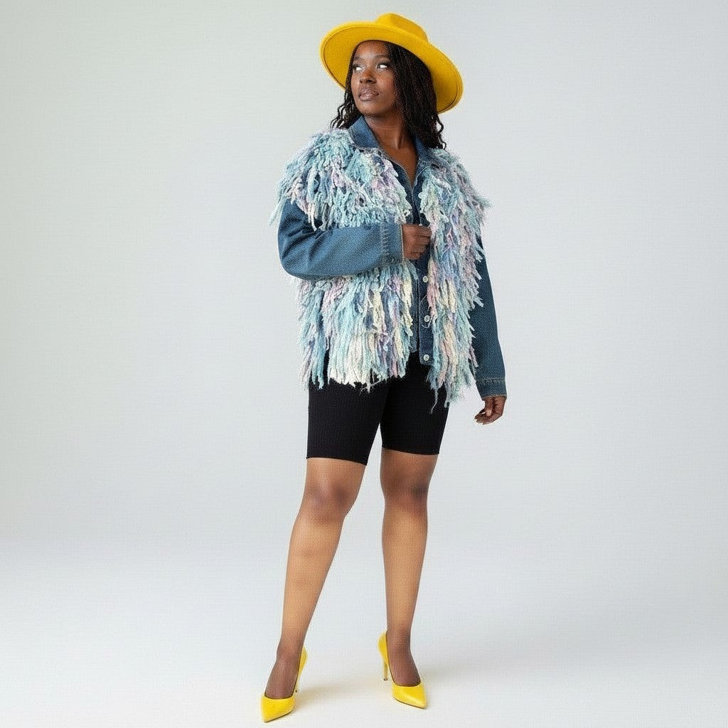 SHAGGY MULTICOLOR DENIM JACKET