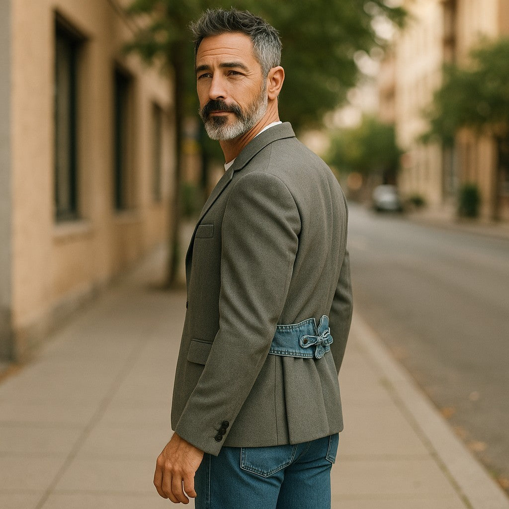 MEN DRESS JACKET RUGGED BOHO DENIM POCKET