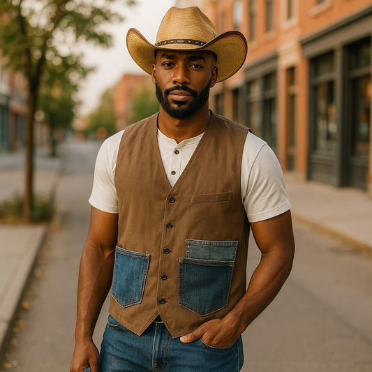 BROWN MEN COWBOY VEST