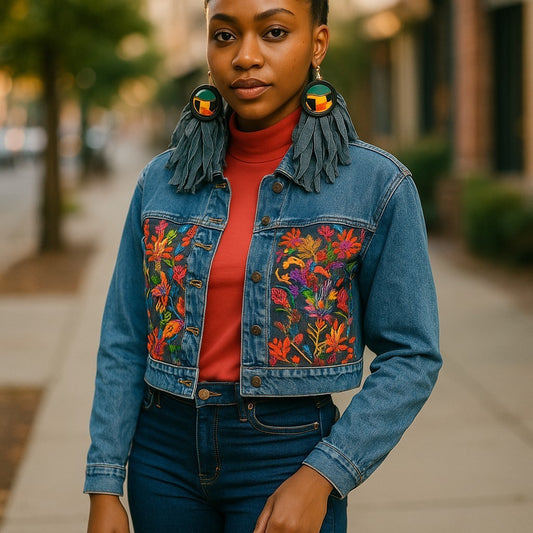 FLORAL DENIM TRANSPARENT JACKET