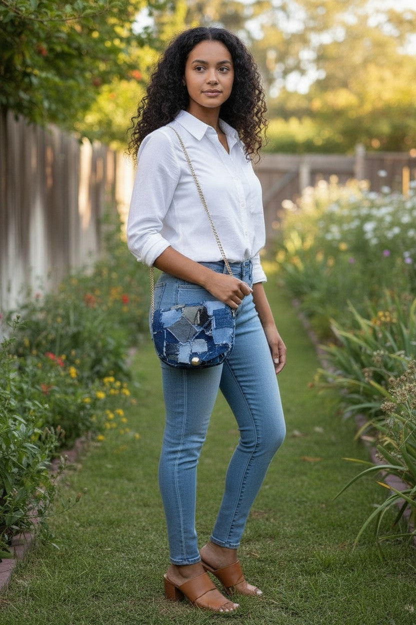 SMALL RUGGED PATCH DENIM PURSE
