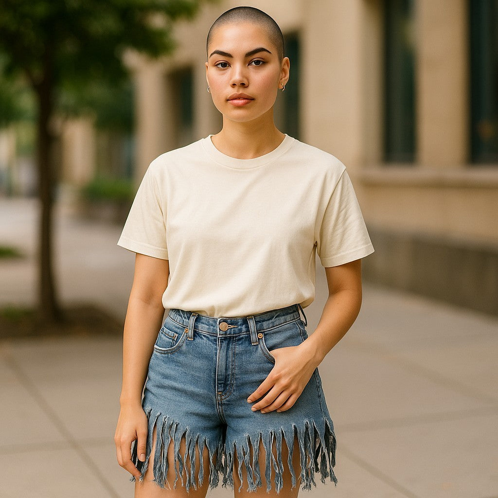 SHREDD BOHO DENIM SHORT PANTS