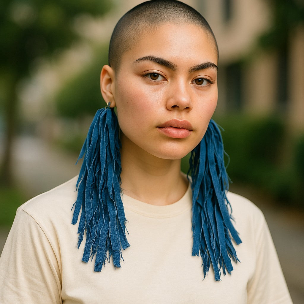 BOHO DENIM SHAG EARRING