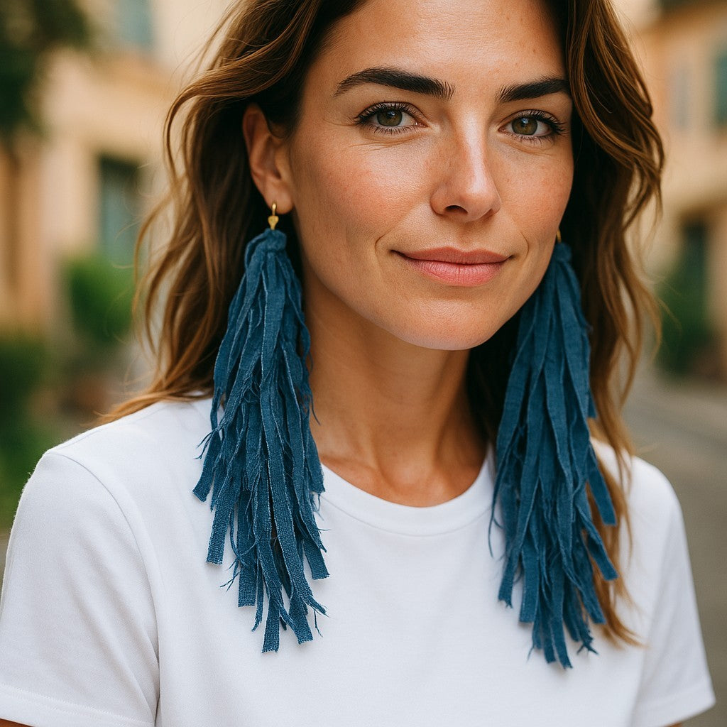 BOHO DENIM SHAG EARRING