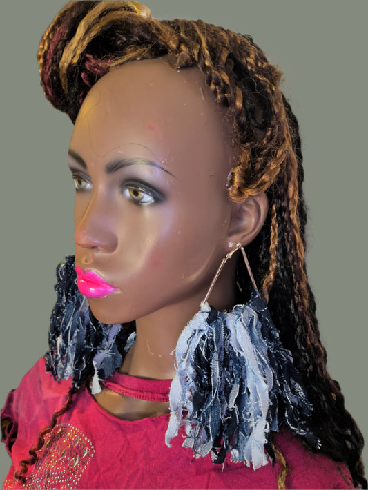 SHREDDED DENIM EARRINGS
