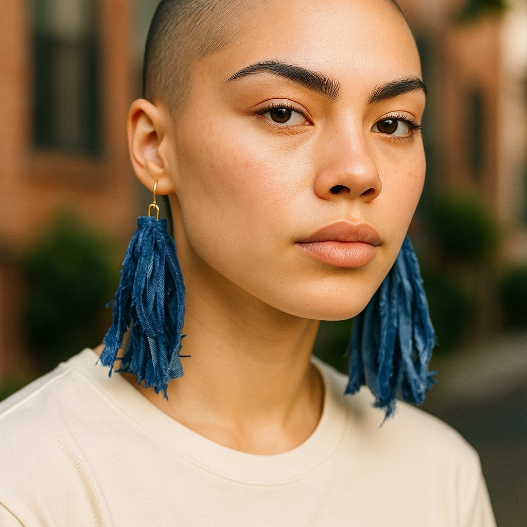 SHREDDED BOHO DENIIM EARRINGS