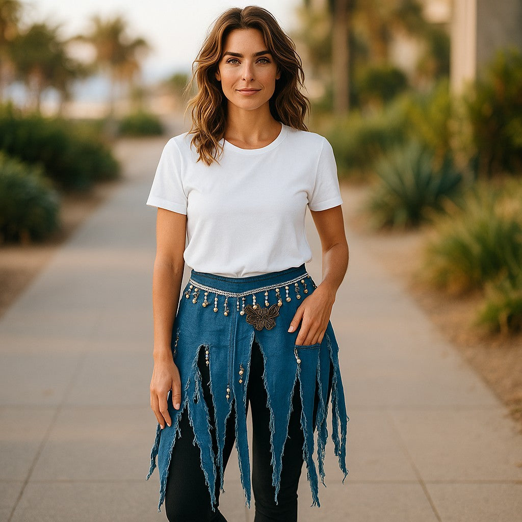 FLINTSTONES DENIM BELT SKIRT