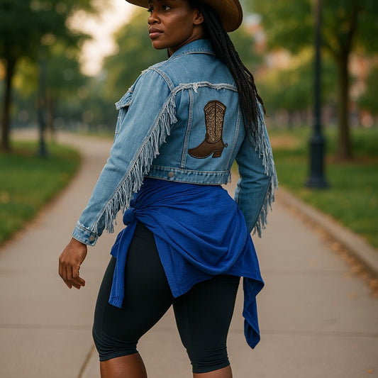 COWGIRL DENIM FRINGE JACKET
