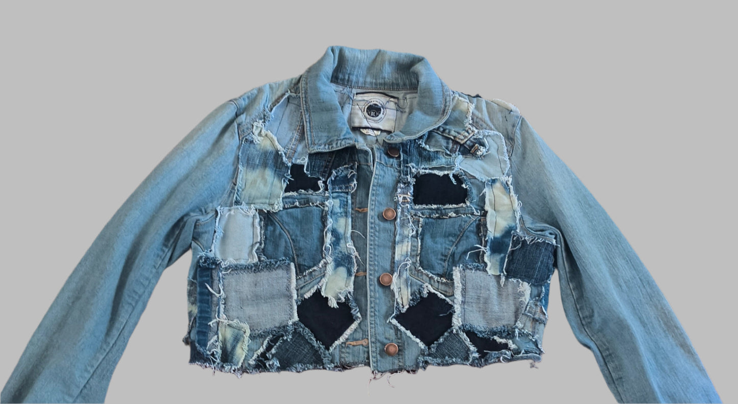 BOHO RUGGED DENIM PATCH JACKET