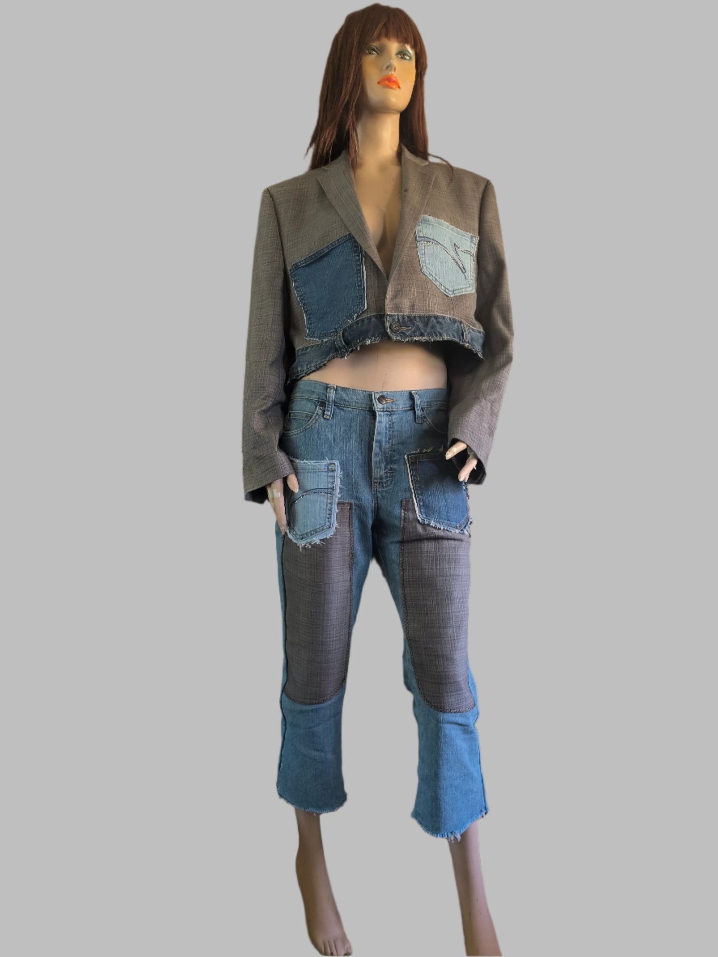 BOHO DENIM PANTS WITH JACKET PATCH DENIM