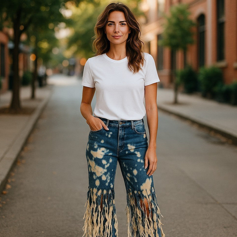 SHREDDED BOHO DENIM PANTS
