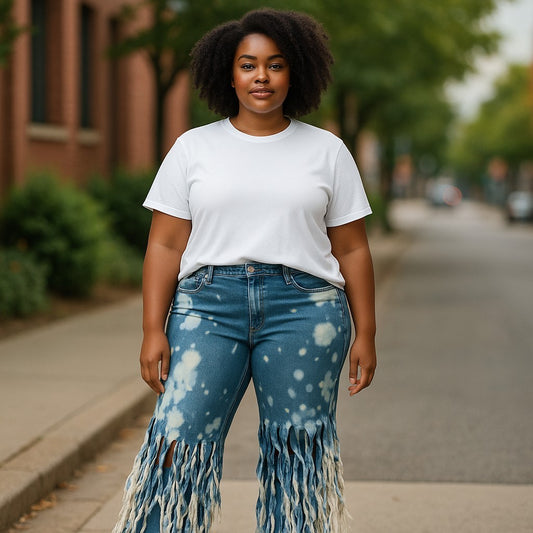 SHREDDED BOHO DENIM PANTS