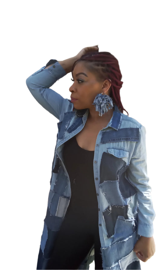 RUGGED BOHO DENIM PATCH JACKET