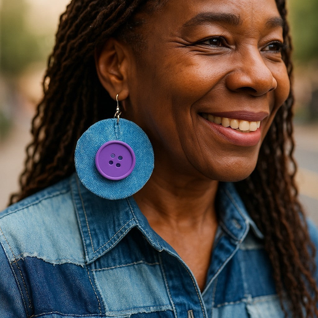 JEANS BUTTON EARRING