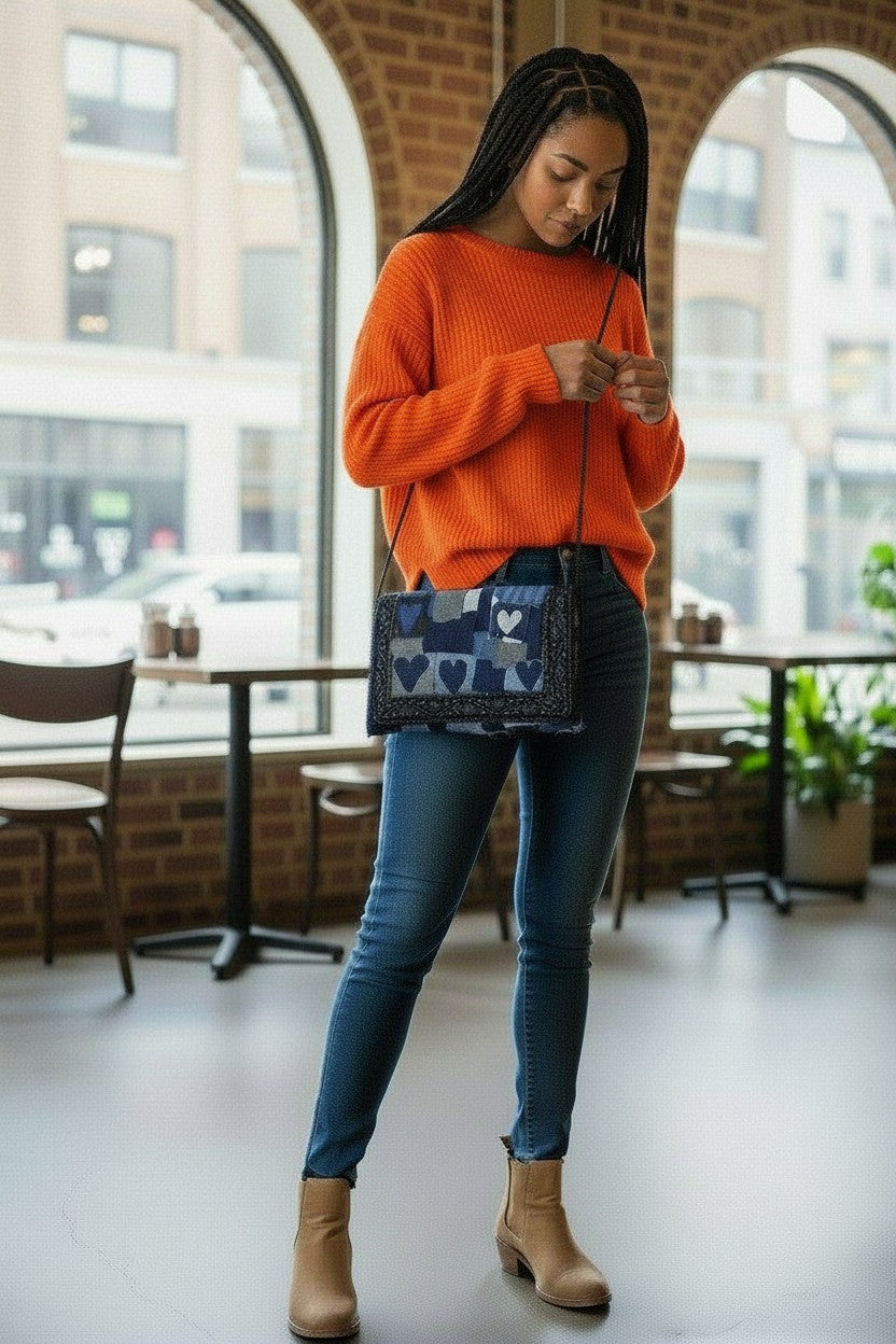 DENIM HEART PURSE