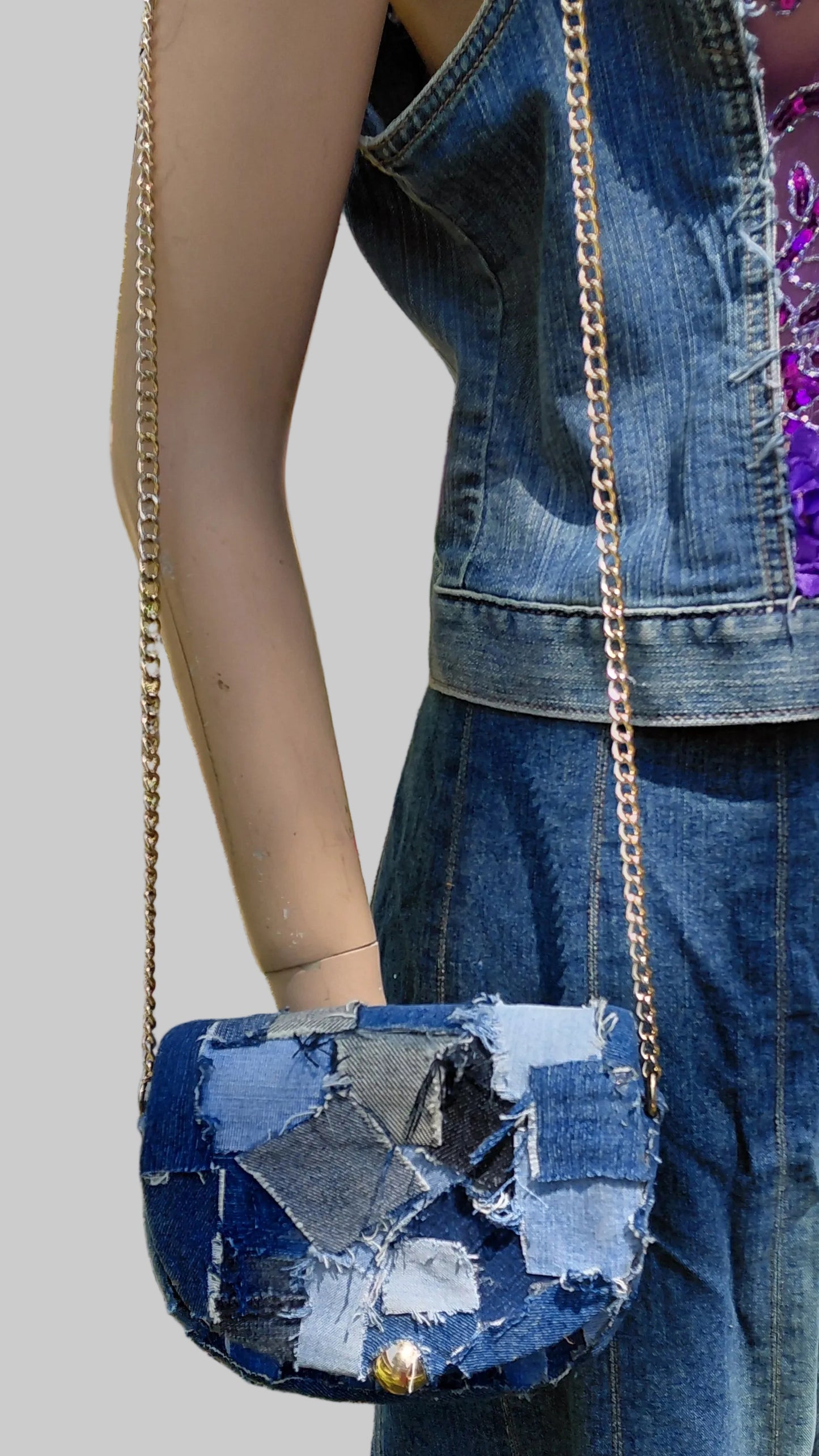 SMALL RUGGED PATCH DENIM PURSE