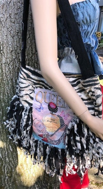 DENIM LEOPARD CLASSY QUEEN HAND BAG