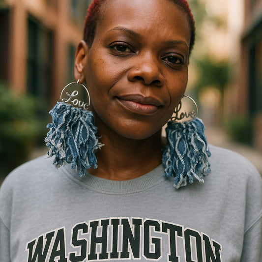 DENIM SHREDDED JEANS EARRINGS