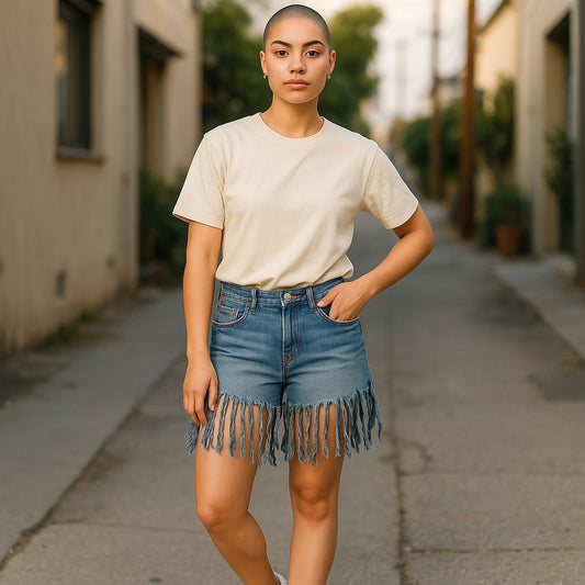 SHREDD BOHO DENIM SHORT PANTS