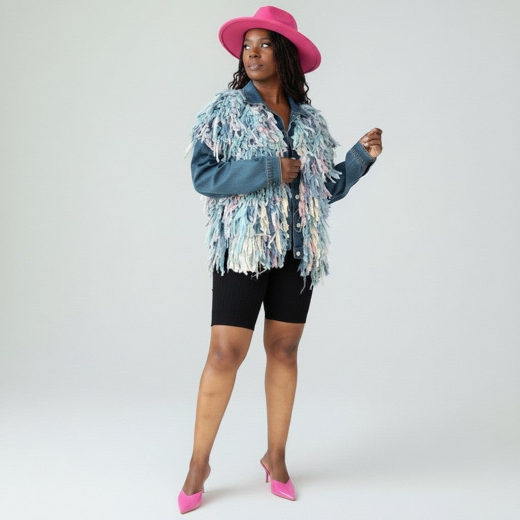 SHAGGY MULTICOLOR DENIM JACKET