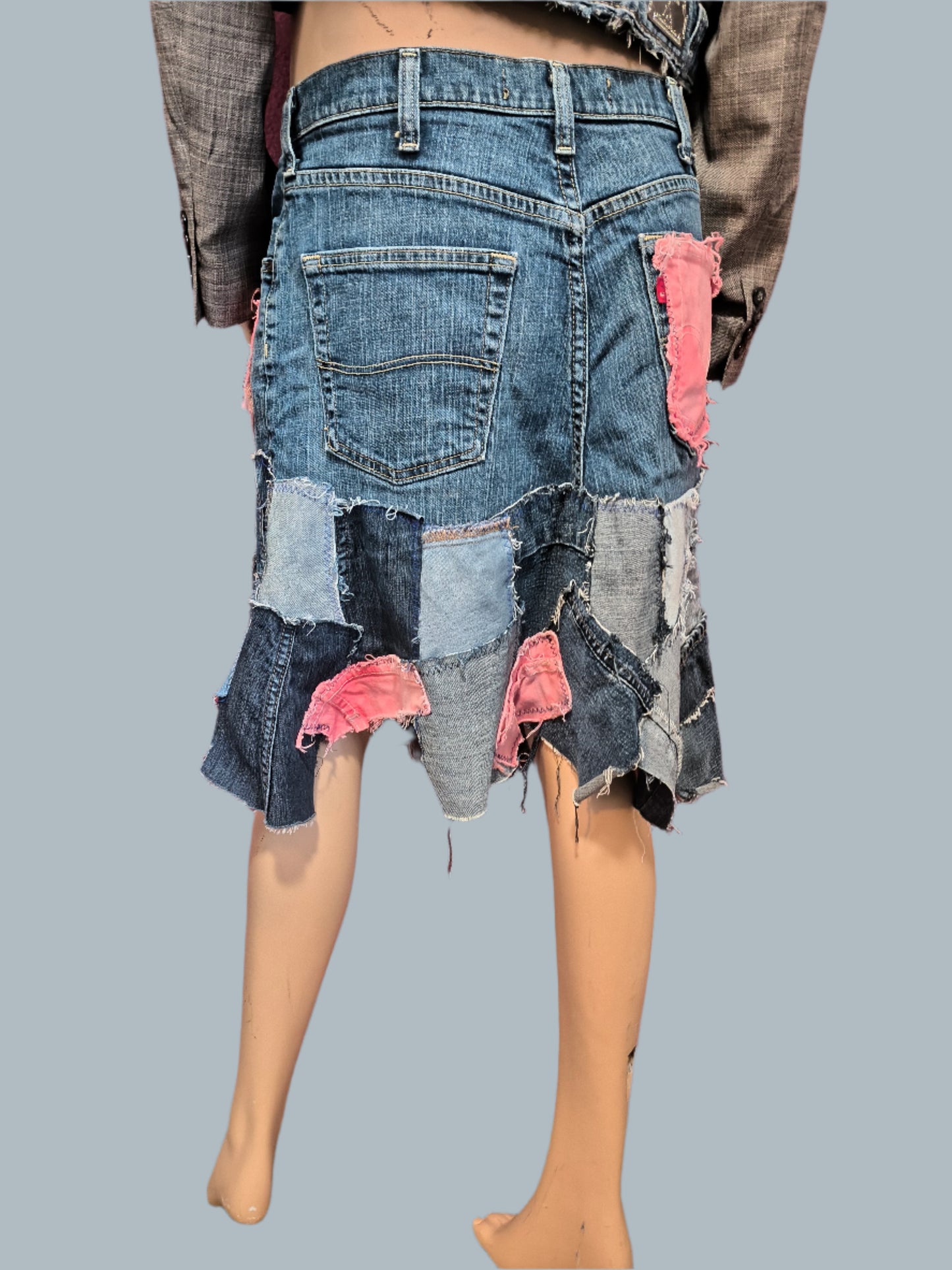 PATCH RUGGED DENIM SKIRT