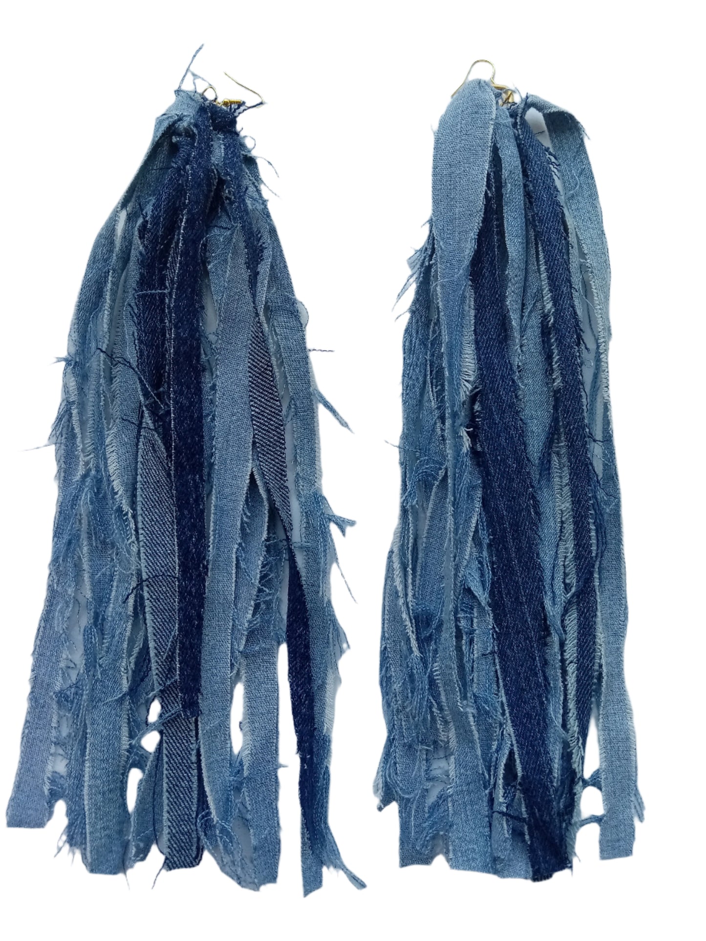 SHAGGY BOHO DENIM EARRINGS