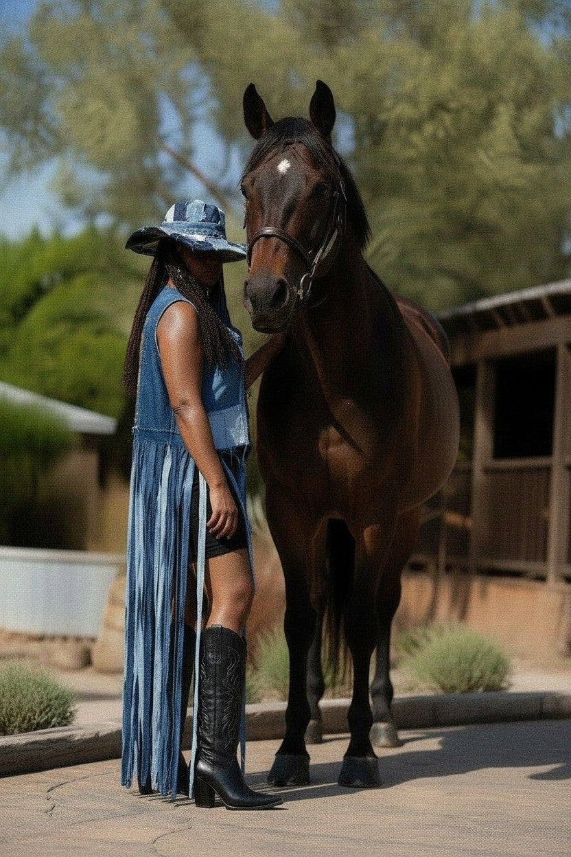 DENIM SHREDDED VEST