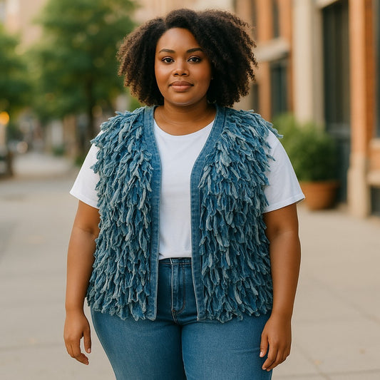 DENIM SHAGGY VEST