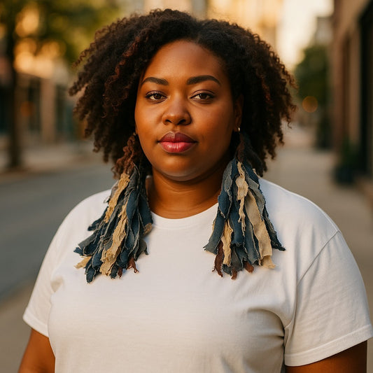 RUGGED SHREDDED DENIM EARRINGS