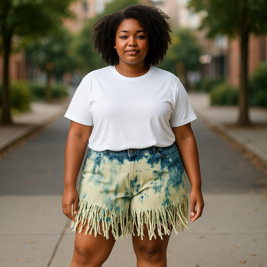 DENIM SHREDDED SHORT PANTS