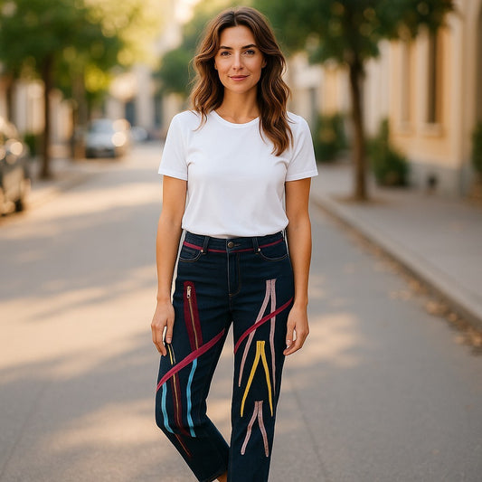 RUGGED DENIM ZIPPER PANTS